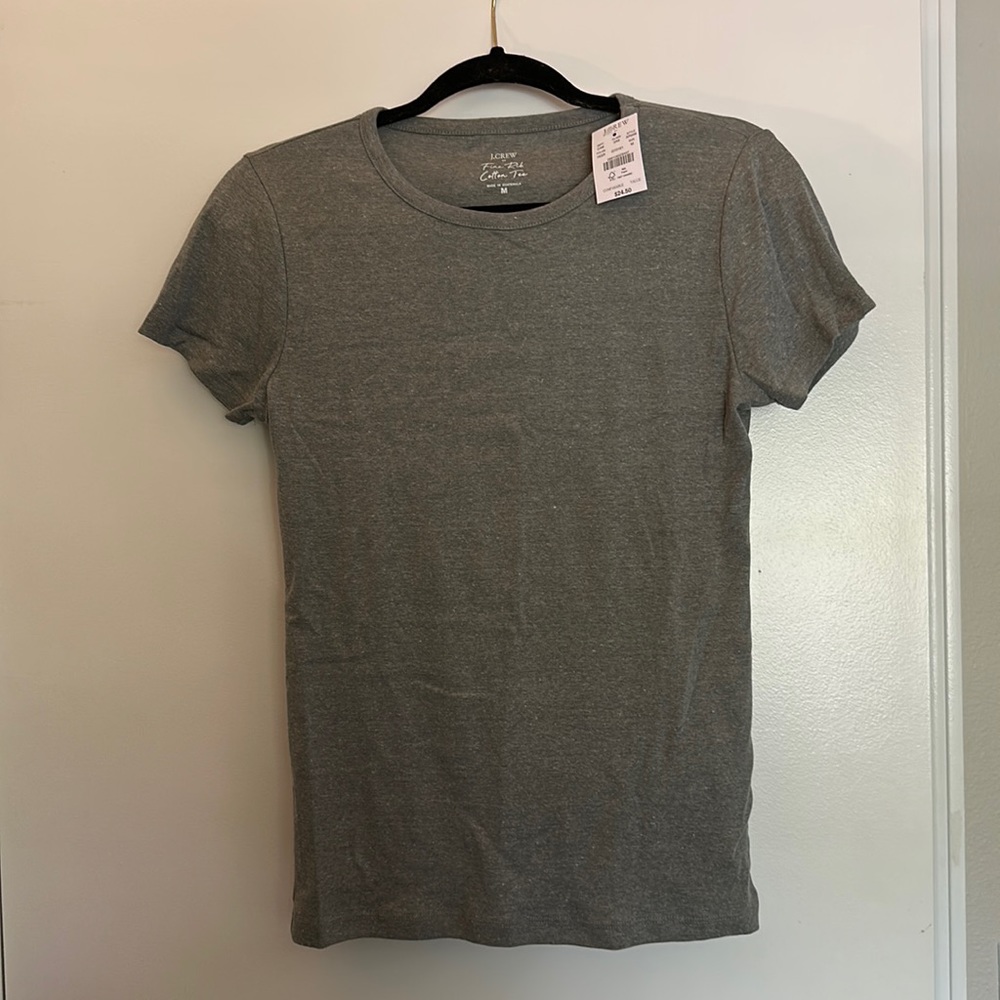 J Crew Fine Rib Cotton Tee, gray, size M
